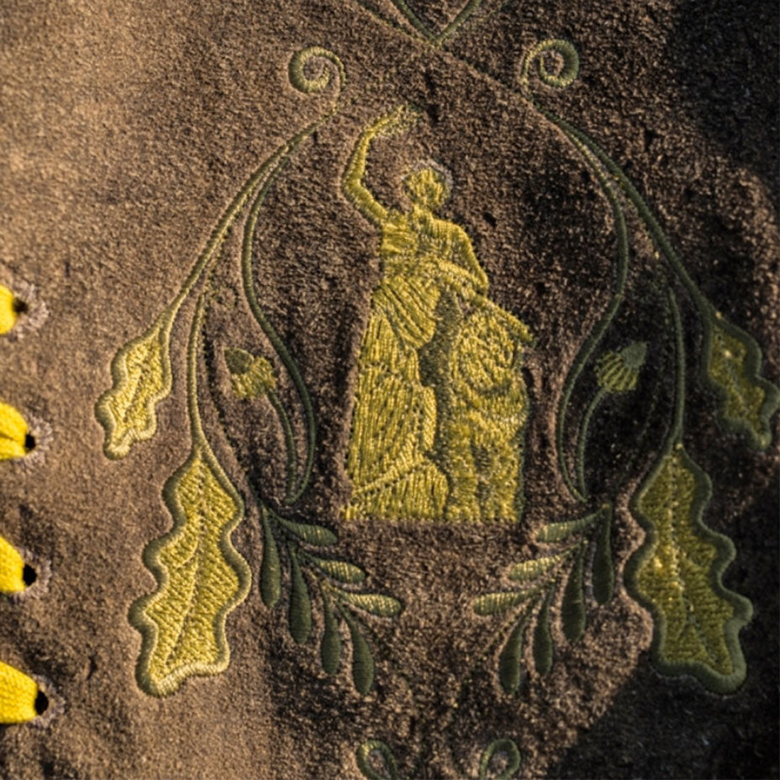 Lederhose "Uropa’s Liebling" Bavaria moorig/gelb