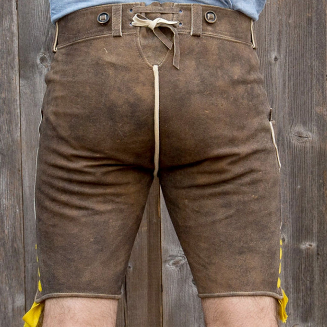 Lederhose "Uropa’s Liebling" Bavaria moorig/gelb