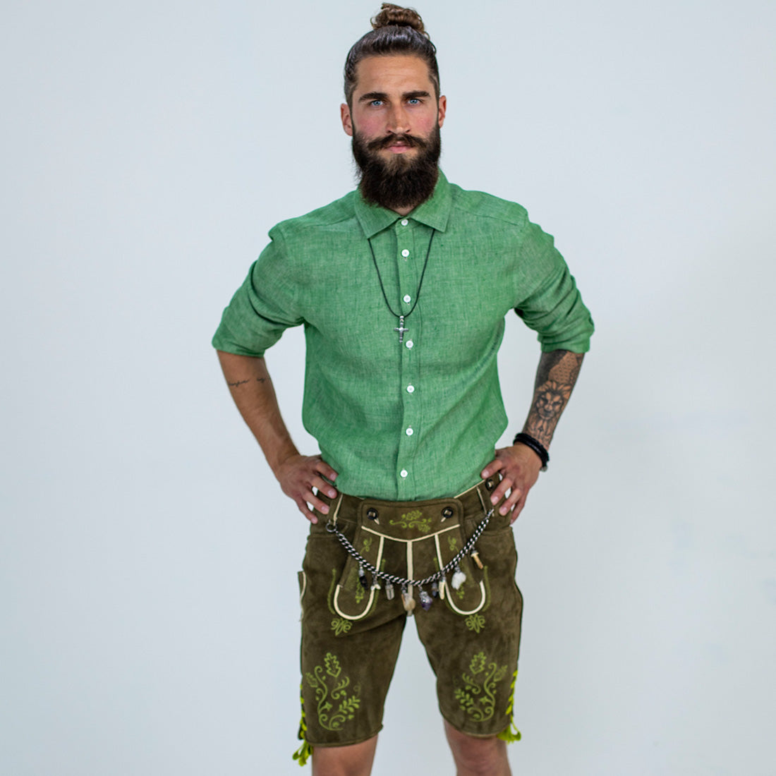 Lederhose "Uropa’s Liebling" Klassik dunkel/hellgrün