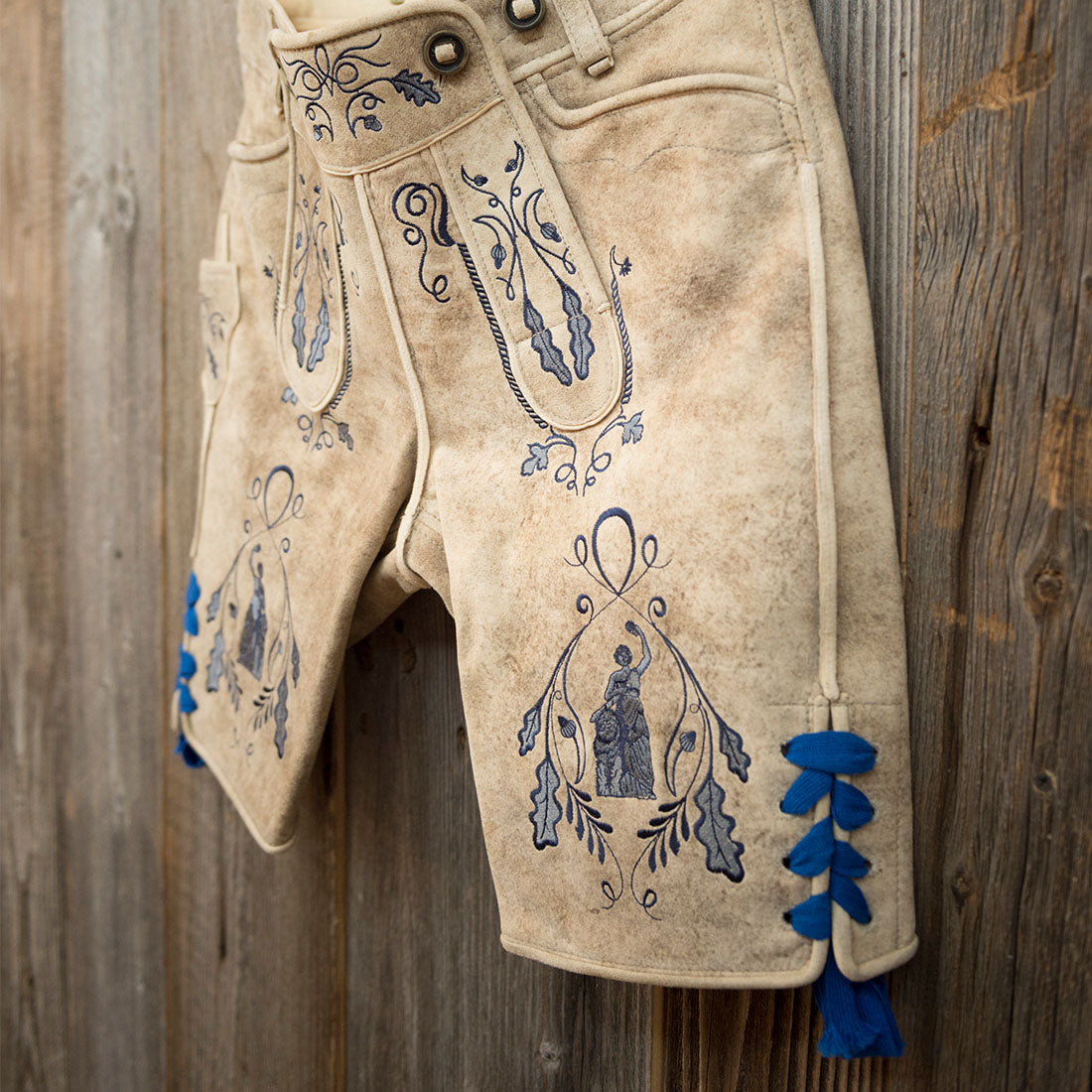 Lederhose "Uropa’s Liebling" Bavaria hell/blau