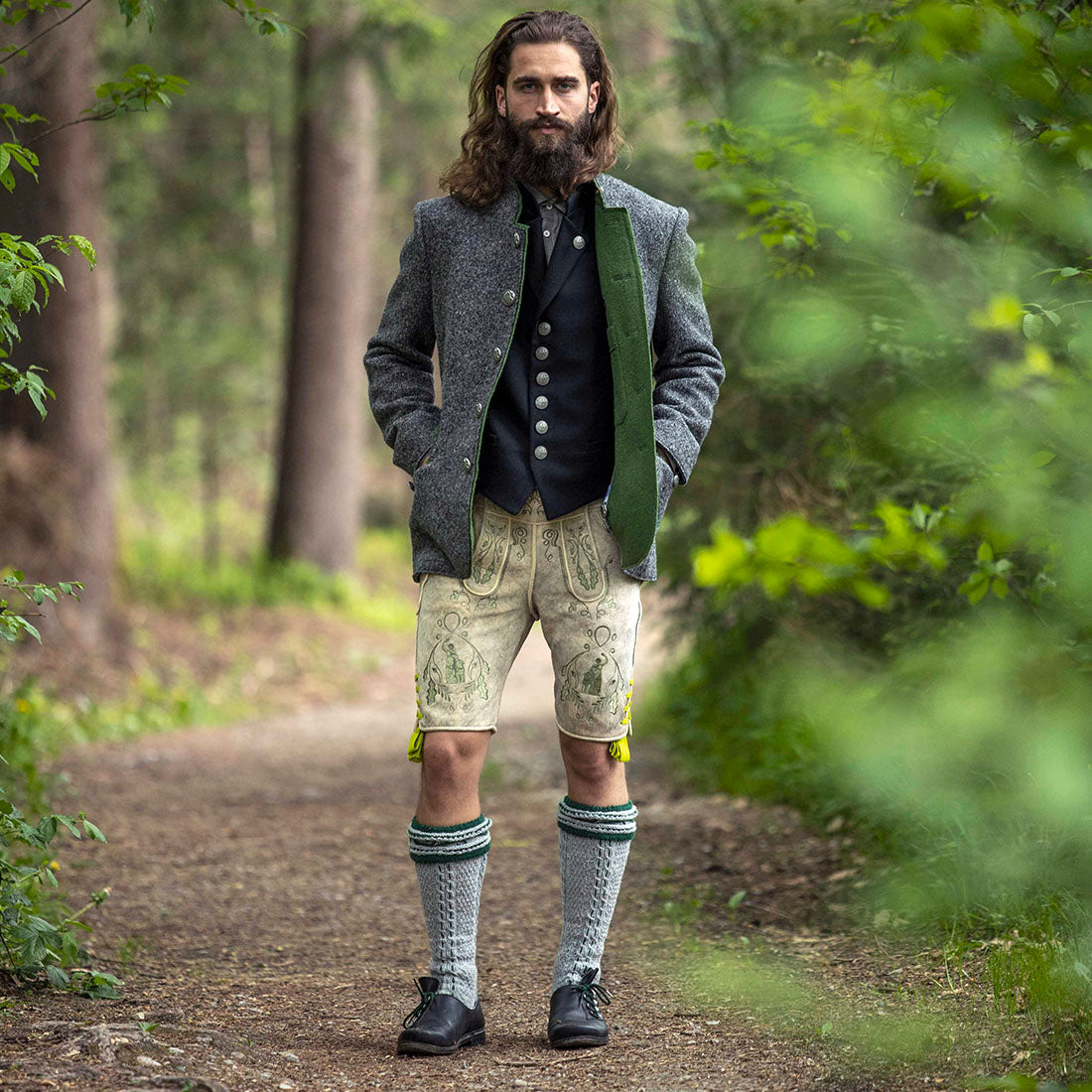 Lederhose "Uropa’s Liebling" Bavaria hell/olive