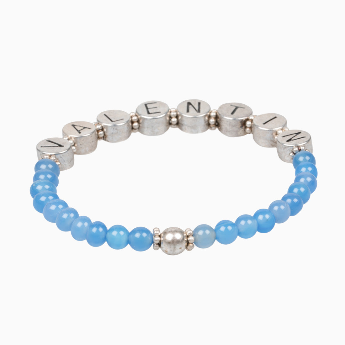 Namensarmband "Buam" Blauer Achat