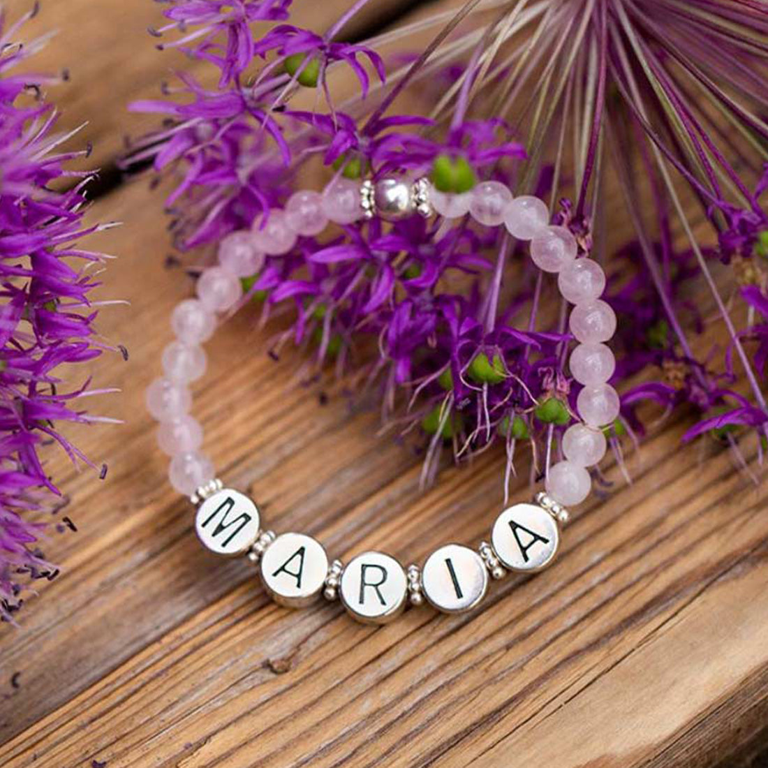 Namensarmband "Madln" Rosenquarz