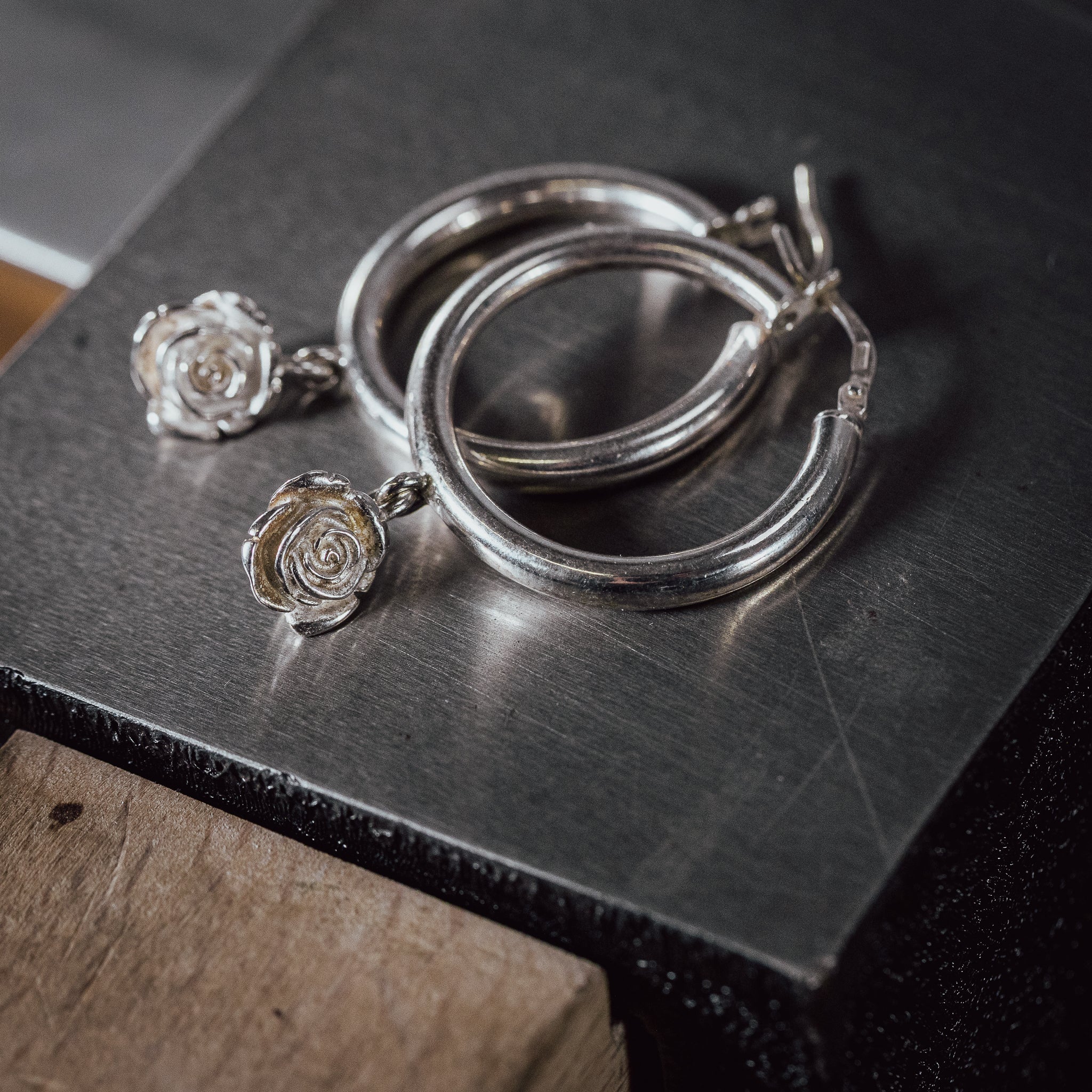 Ohrringe „Rosen-Creole“ 925 Sterlingsilber poliert