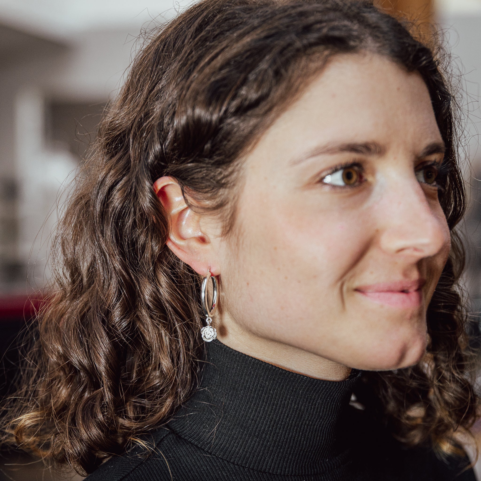 Ohrringe „Rosen-Creole“ 925 Sterlingsilber poliert