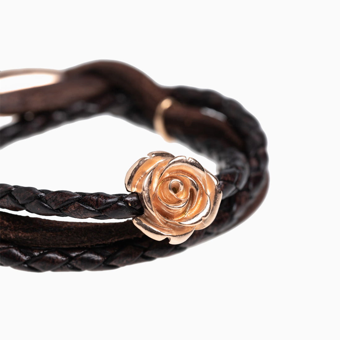 Hoamat-Armband "Rose roségold vergoldet" Leder geflochten