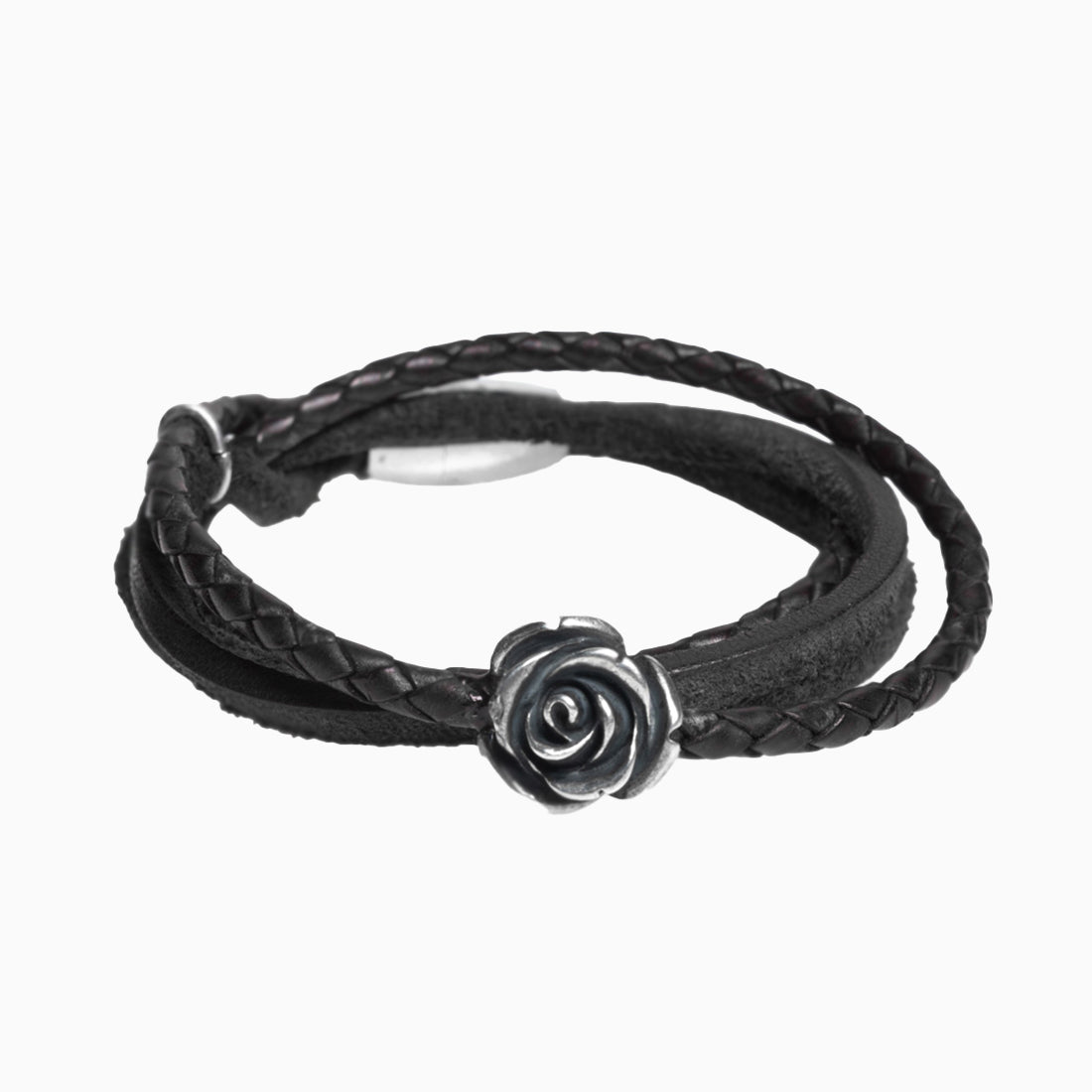 Hoamat-Armband "Rose Silber" Leder geflochten