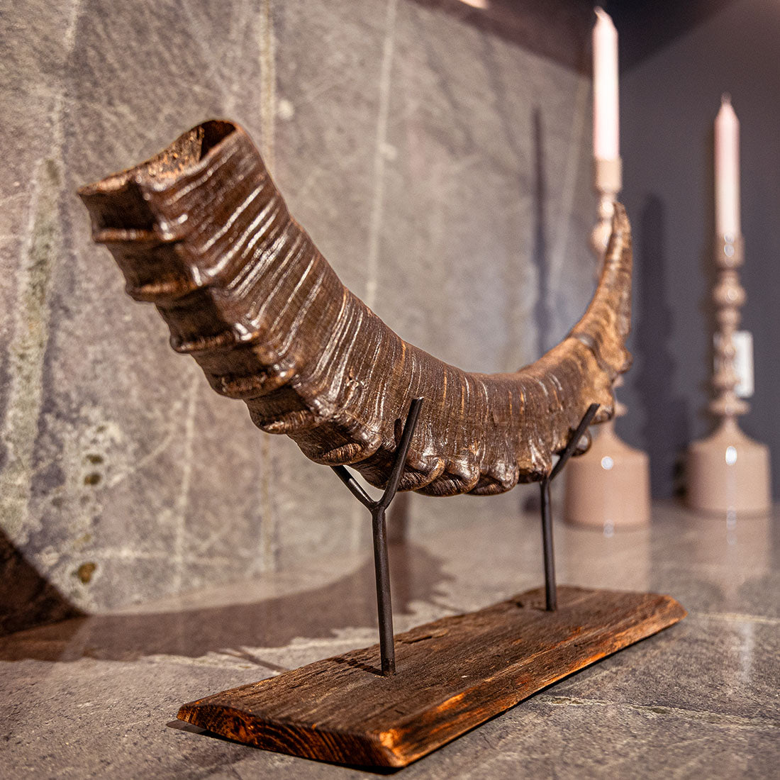 Steinbock-Horn "König der Alpen" dunkles Schwert