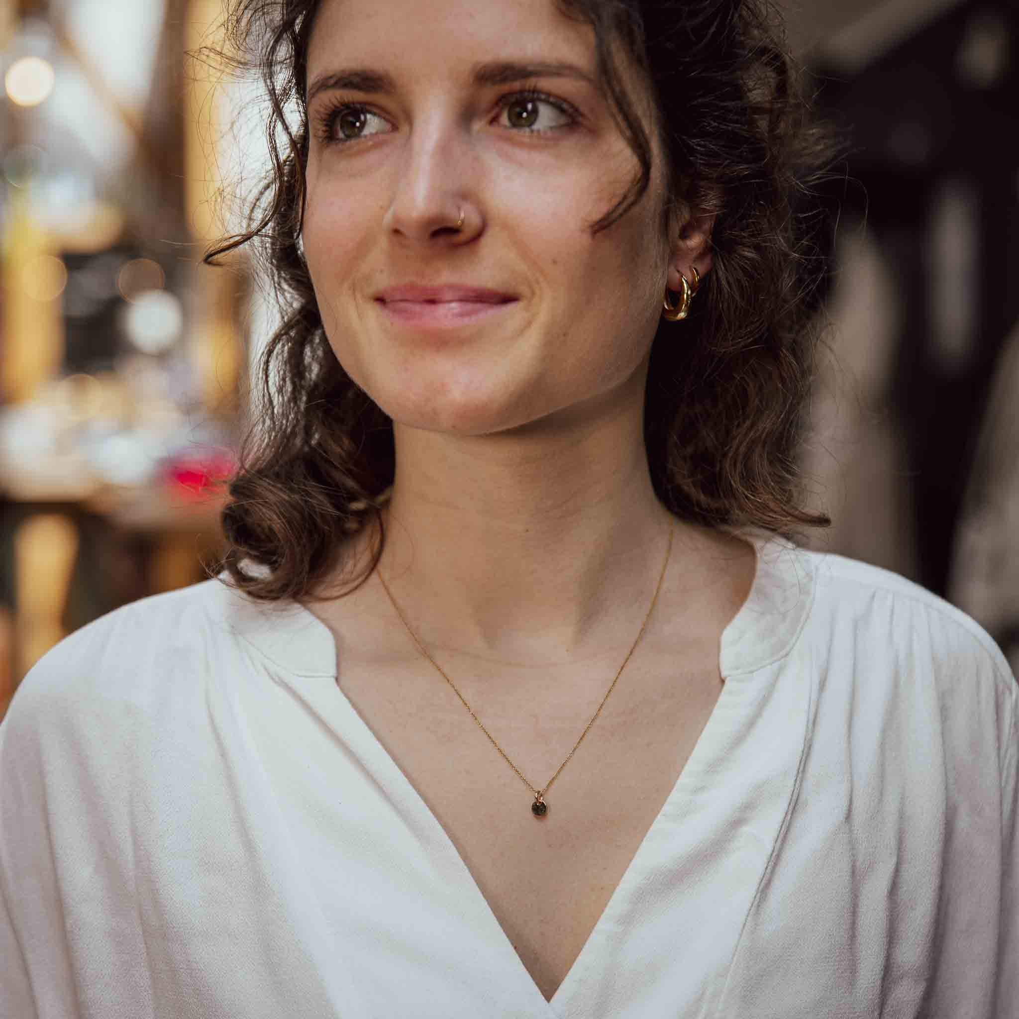 Halskette mit Plättchen – 14 K Roségold, punzierbar mit einem Buchstaben