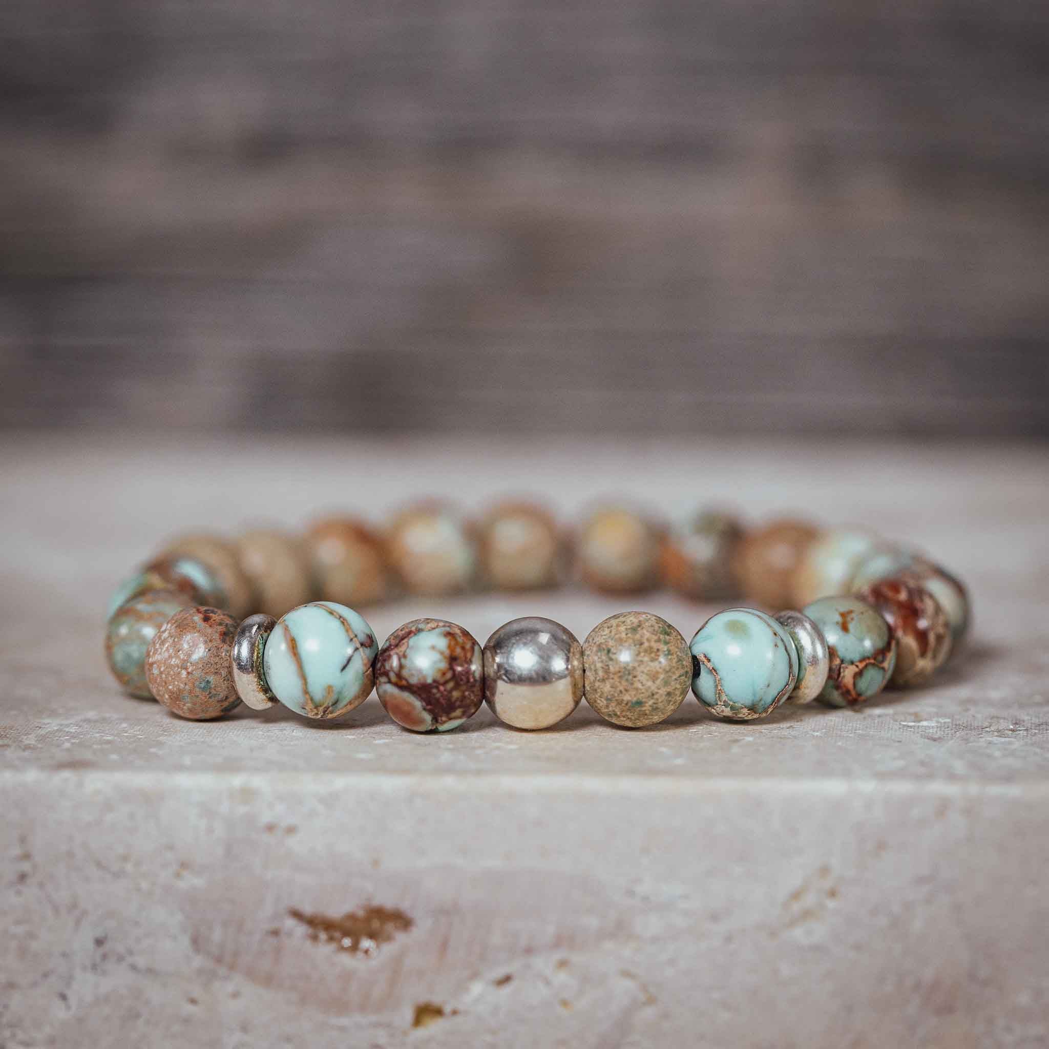 Edelsteinarmband "Silberdetails" Ocean Jaspis