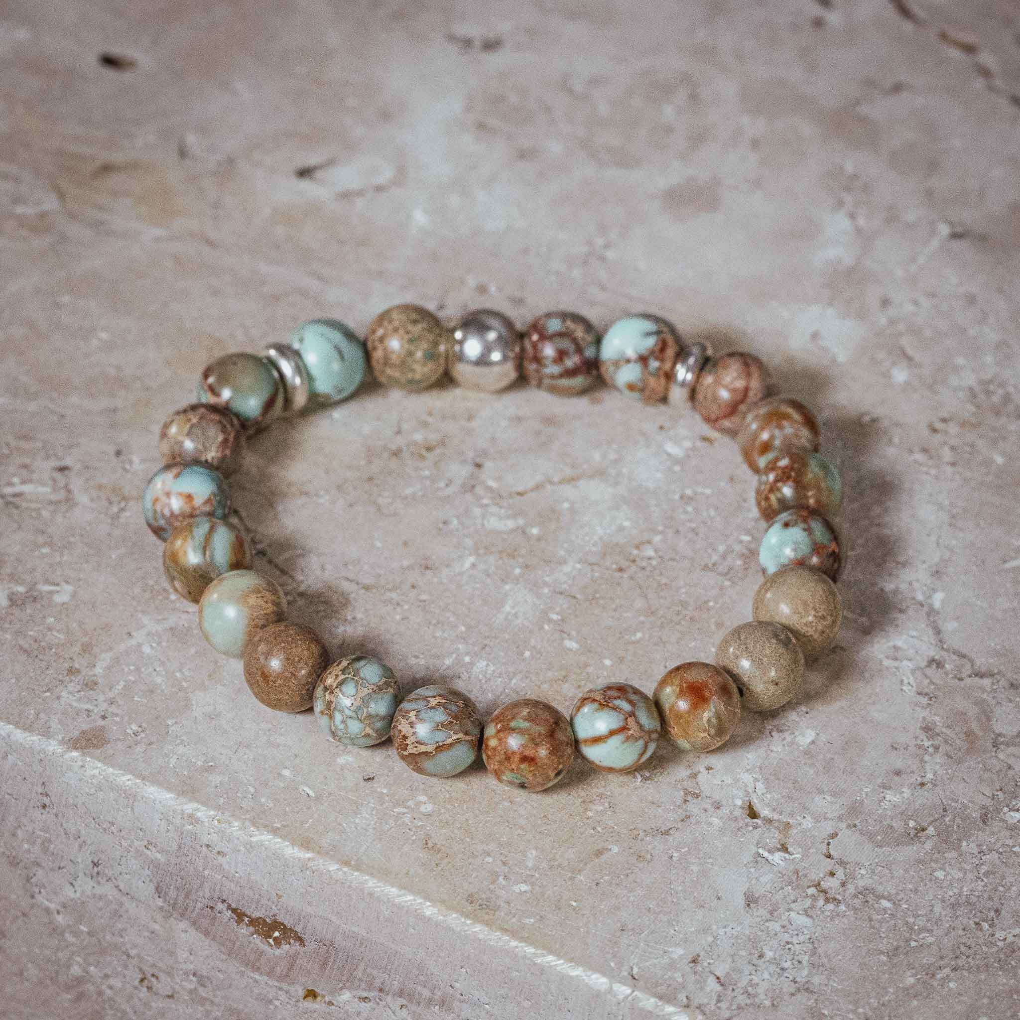 Edelsteinarmband "Silberdetails" Ocean Jaspis